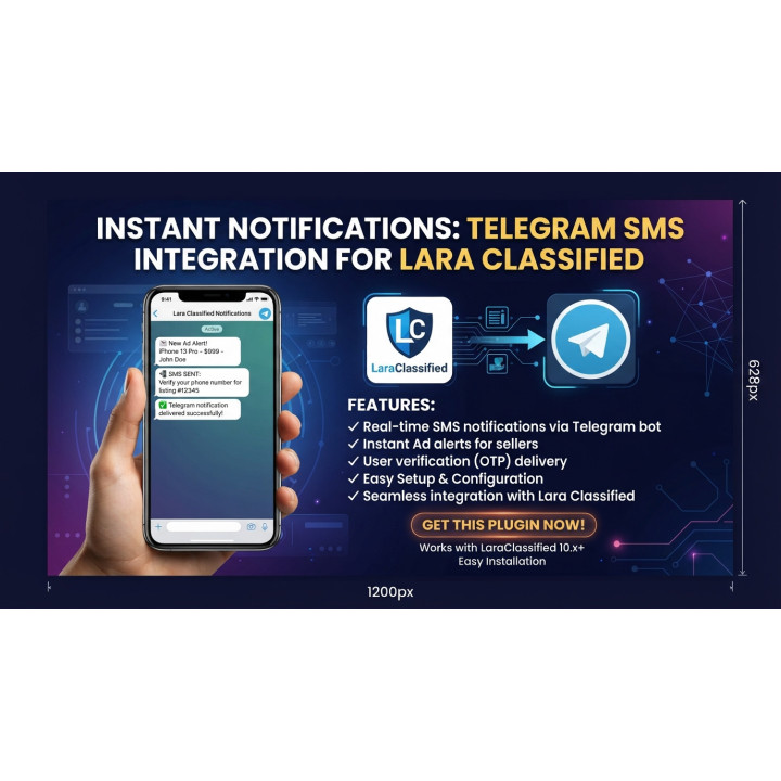 Telegram notification integration - LaraClassified SMS provider plugin