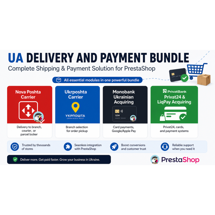 UA delivery and payment Nova Ta Ukr Poshta + Privat24 + Monobank