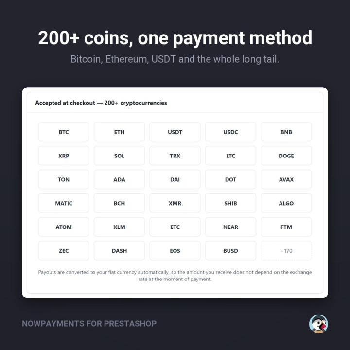 NOWPayments Crypto Module for PrestaShop – 200+ Coins