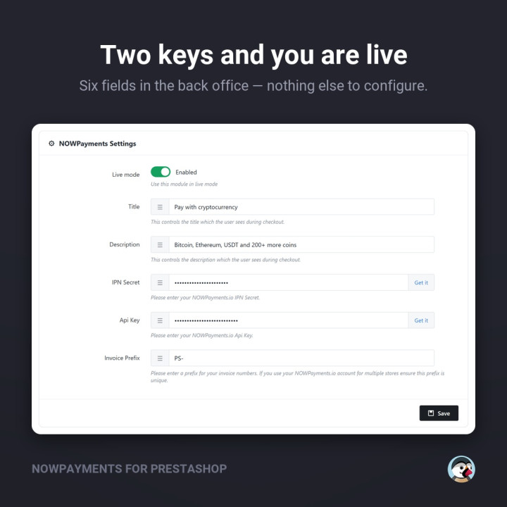 NOWPayments Crypto Module for PrestaShop – 200+ Coins